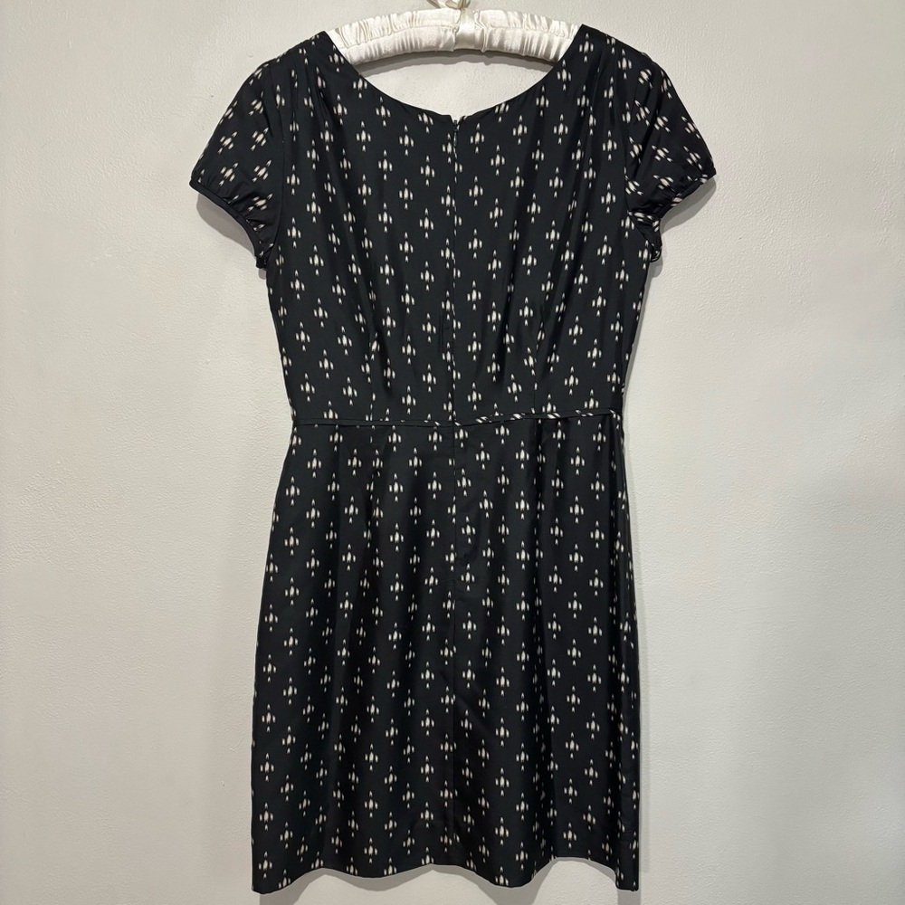 J. Crew Short Sleeve Silk Mini Dress Size 6 Abstract Polka Dots Print Scoop Neck - Picture 8 of 10